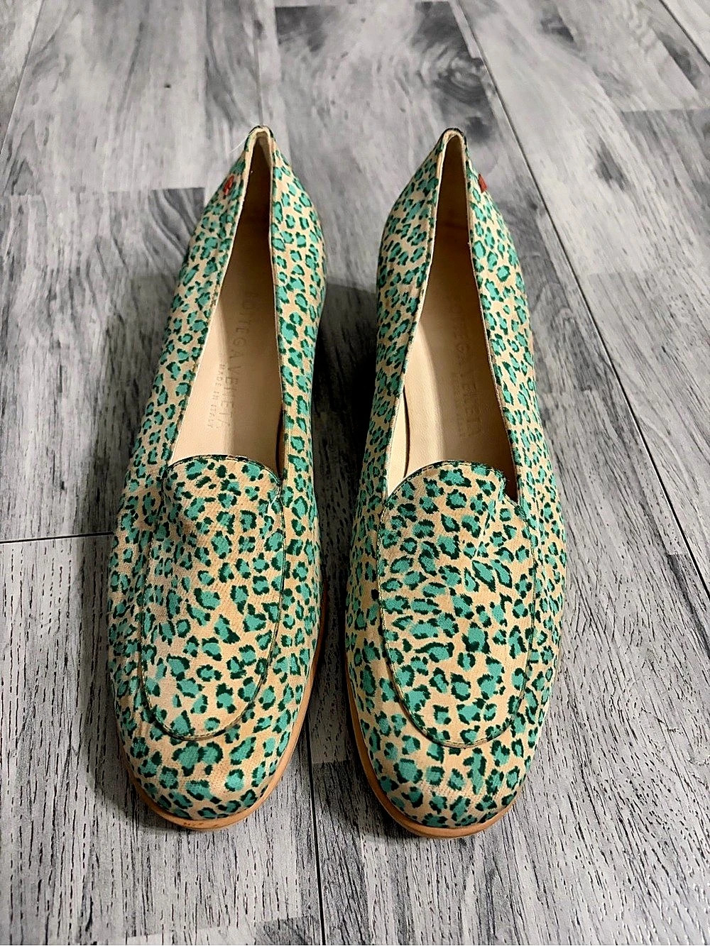 Bottega Veneta Leopard Print Loafers Green & Tan US 8.5 - Picture 3 of 7